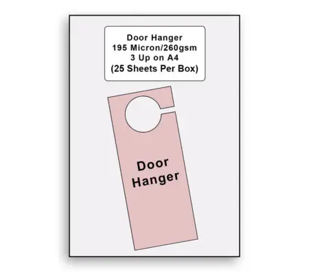 Door Hanger 195 Micron/260gsm 3 Up on A4 (25 Sheet Per Box)