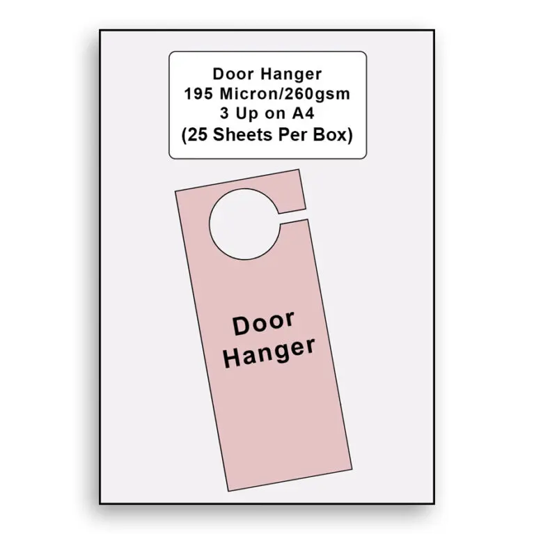 Door Hanger 195 Micron/260gsm 3 Up on A4 (25 Sheet Per Box)