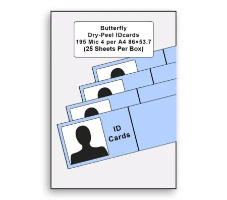 Butterfly Dry-Peel ID Cards 195 Mic 4 per A4 86x53.7 25P/Box