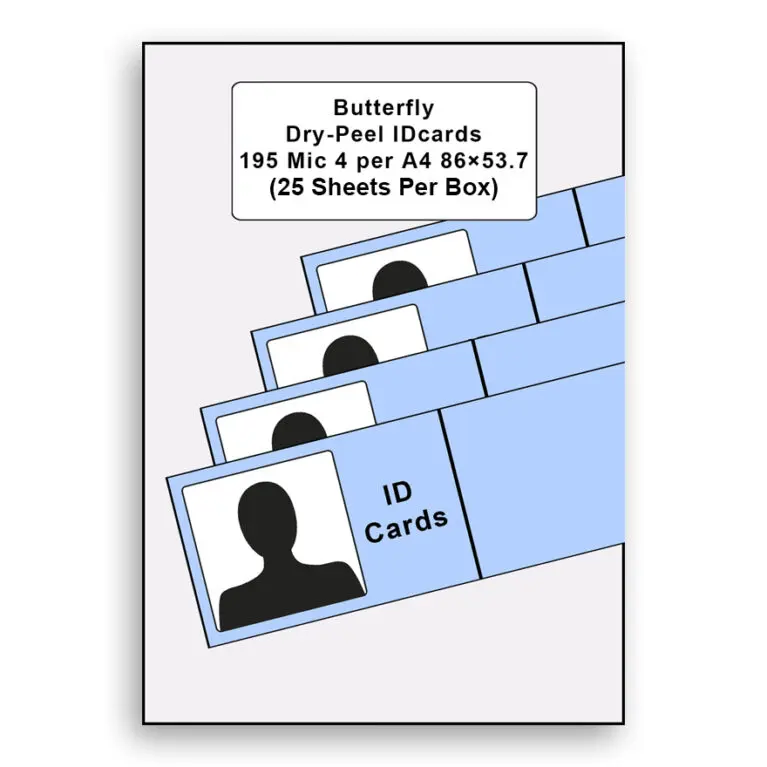 Butterfly Dry-Peel ID Cards 195 Mic 4 per A4 86x53.7 25P/Box