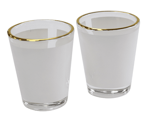 Shot Glass Goldschlager Gold Leaf 4" High 1.75" Across Top Rim Tapered 