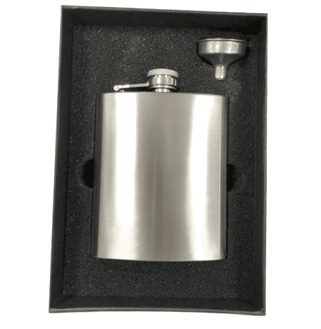 Hip Flask - 7oz Stainless Steel Including Funnel & Gift Box