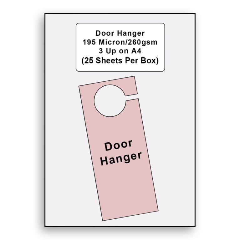 Door Hanger 195 Micron/260gsm 3 Up on A4 (25 Sheet Per Box)